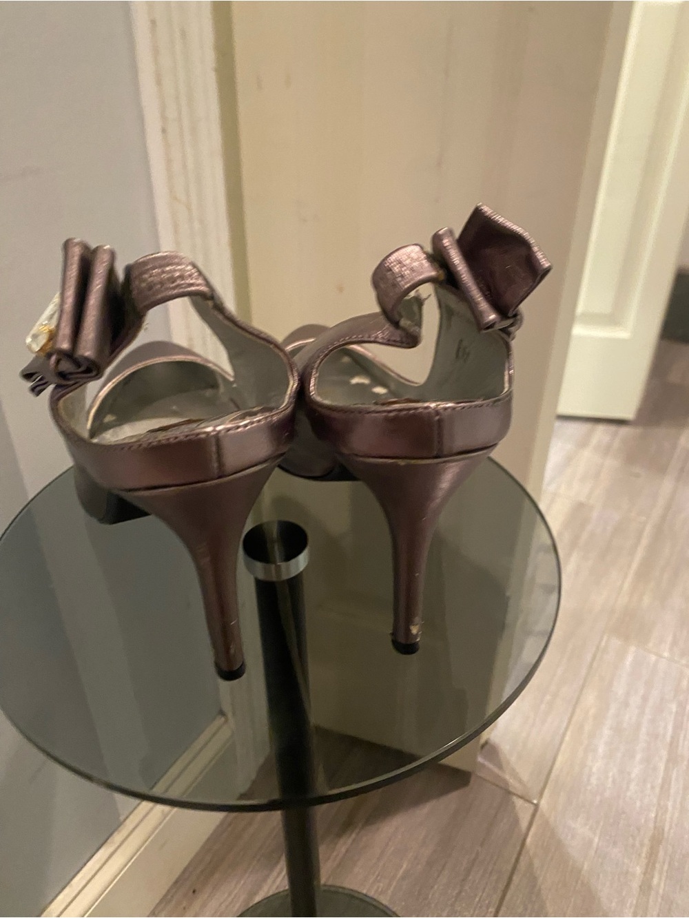 Adrienne Vittadini Metallic Bronze Bow-Trim Stiletto Heels